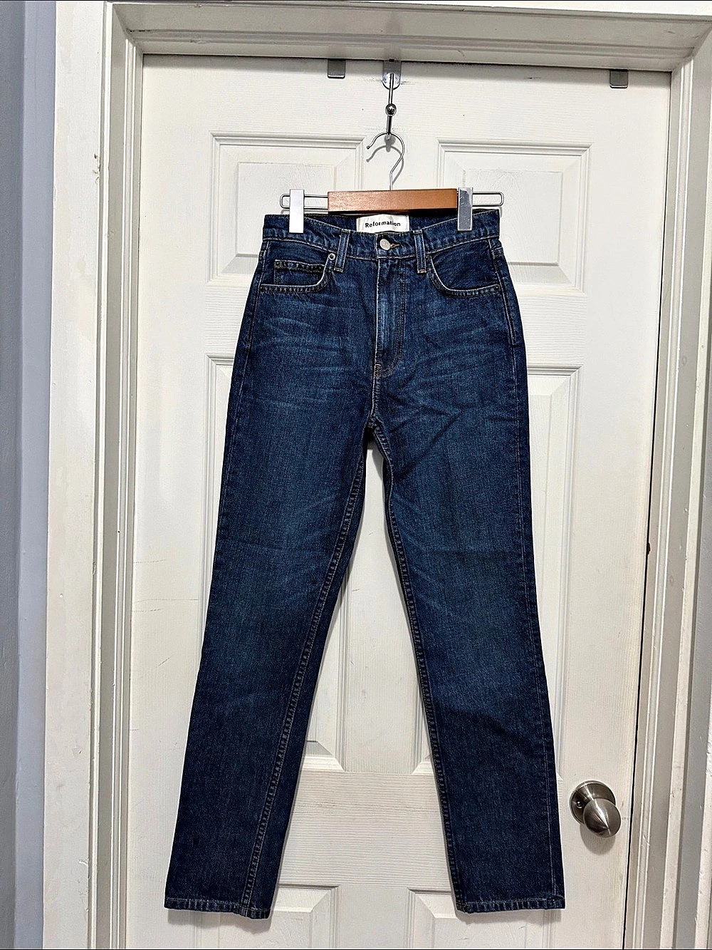 Reformation Julia High Cigarette Jeans in Teton Wash Waist 24